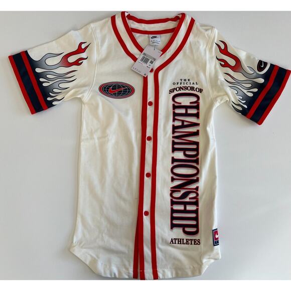 Nike Men Shirt Americana Top Sail/Habanero Red Champion DV9642-133 Size XS - Picture 1 of 12